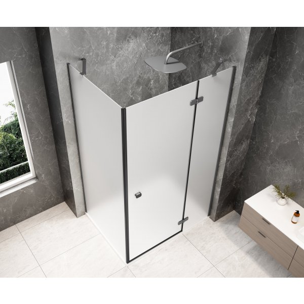GLOBE GUN METAL obdélníkový sprchový kout 1100x1000mm, matné sklo, pravé