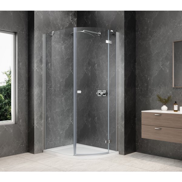 GLOBE CHROME čtvrtkruhový sprchový kout 800x900mm, čiré sklo, pravé