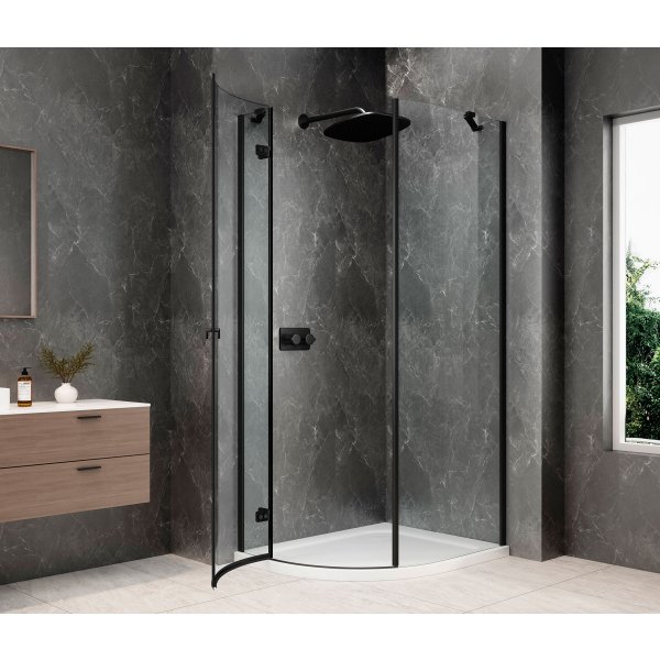 GLOBE BLACK čtvrtkruhový sprchový kout 800x1000mm, čiré sklo, levé