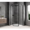 GLOBE BLACK čtvrtkruhový sprchový kout 900x900mm, čiré sklo, levé
