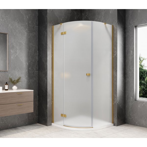 GLOBE GOLD MATT čtvrtkruhový sprchový kout 1000x1000mm, matné sklo, levé