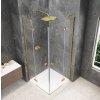 GLOBE GOLD MATT čtvercový sprchový kout 1000x1000mm, rohový vstup, čiré sklo