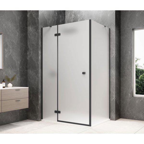 GLOBE BLACK obdélníkový sprchový kout 800x900mm, matné sklo, levé