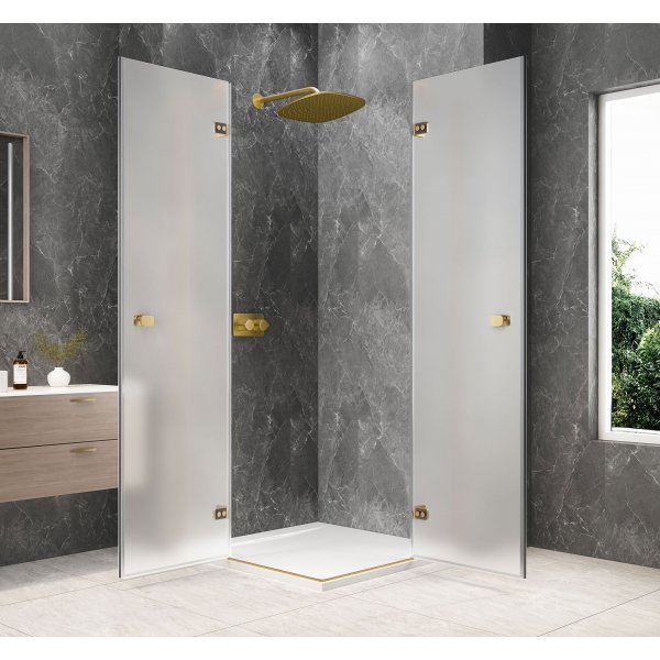 GLOBE GOLD MATT čtvercový sprchový kout 1000x1000mm, rohový vstup, matné sklo