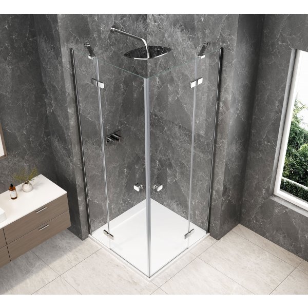 GLOBE CHROME čtvercový sprchový kout 900x900mm, rohový vstup, čiré sklo