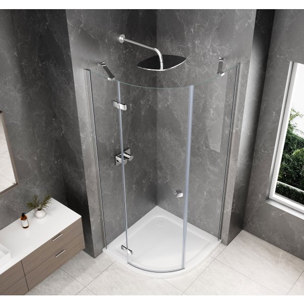 GLOBE CHROME čtvrtkruhový sprchový kout 1000x1000mm, čiré sklo, levé