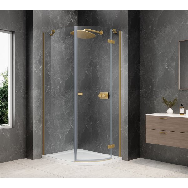 GLOBE GOLD MATT čtvrtkruhový sprchový kout 800x900mm, čiré sklo, pravé