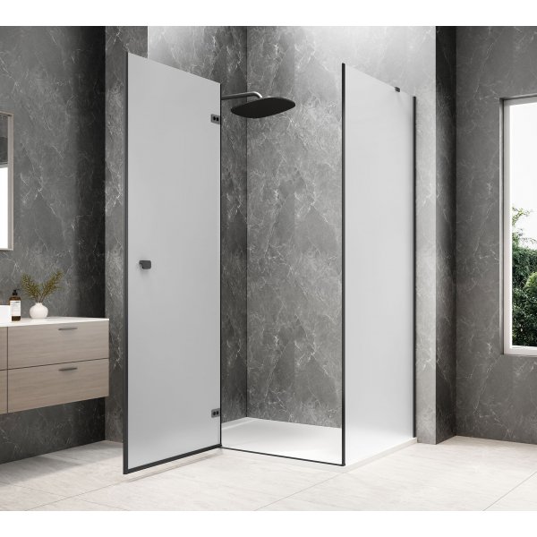 GLOBE BLACK obdélníkový sprchový kout 1100x800mm, matné sklo, levé