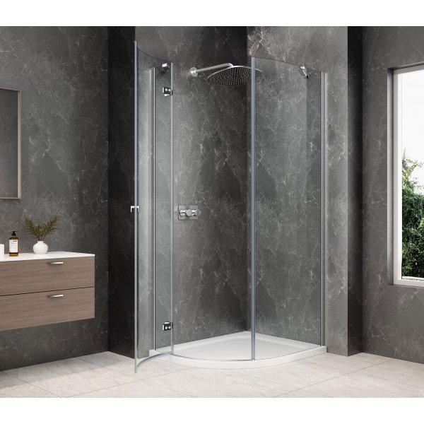 GLOBE CHROME čtvrtkruhový sprchový kout 800x900mm, čiré sklo, levé