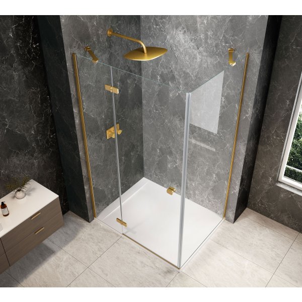 GLOBE GOLD MATT obdélníkový sprchový kout 800x1000mm, čiré sklo, levé