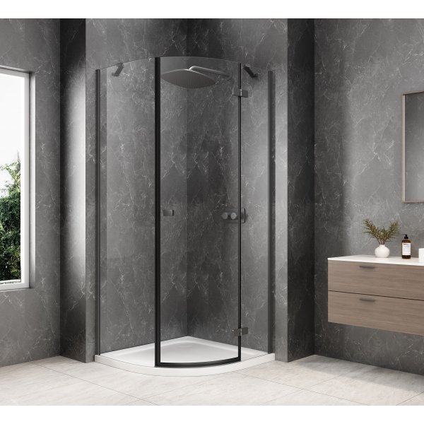 GLOBE GUN METAL čtvrtkruhový sprchový kout 800x800mm, čiré sklo, pravé