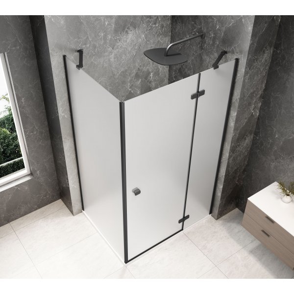 GLOBE BLACK obdélníkový sprchový kout 1000x900mm, matné sklo, pravé