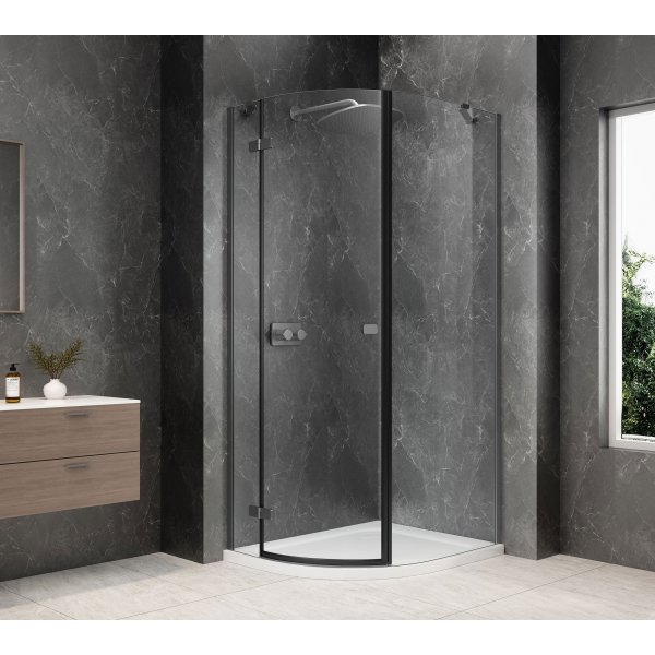 GLOBE GUN METAL čtvrtkruhový sprchový kout 800x900mm, čiré sklo, levé
