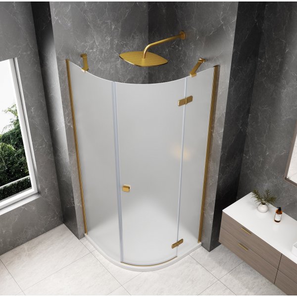 GLOBE GOLD MATT čtvrtkruhový sprchový kout 800x800mm, matné sklo, pravé