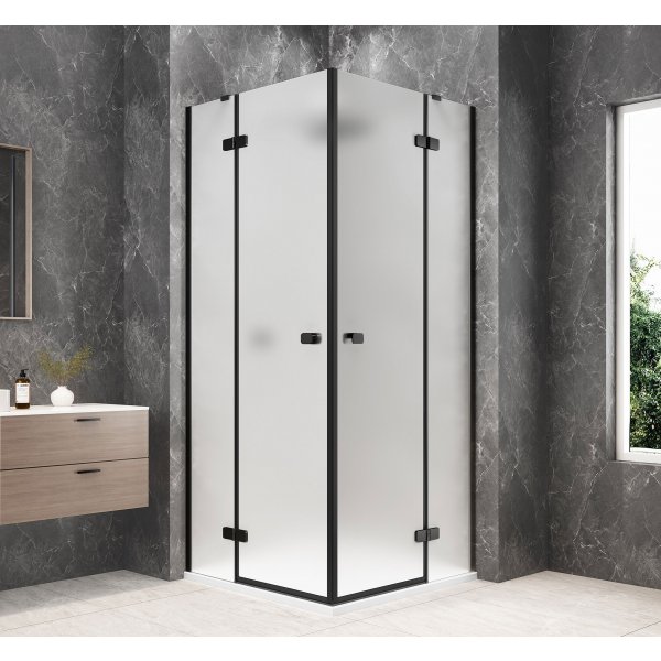 GLOBE BLACK čtvercový sprchový kout 800x800mm, rohový vstup, matné sklo