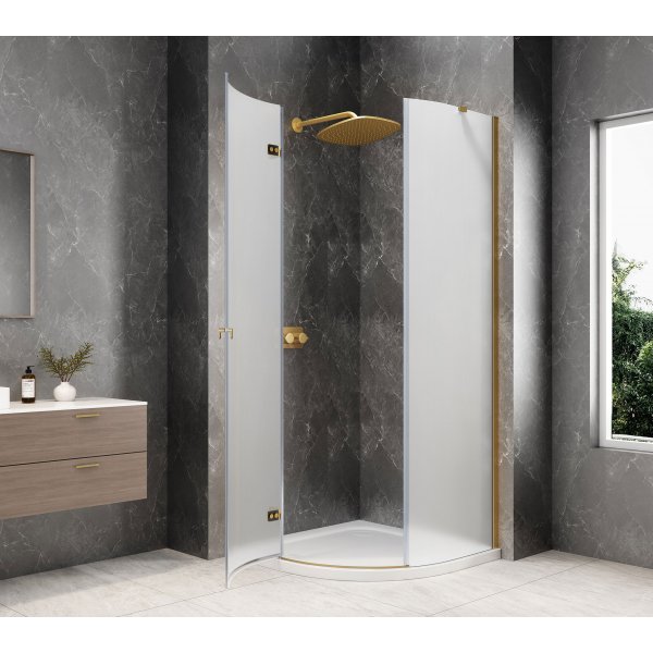 GLOBE GOLD MATT čtvrtkruhový sprchový kout 1000x1000mm, matné sklo, levé