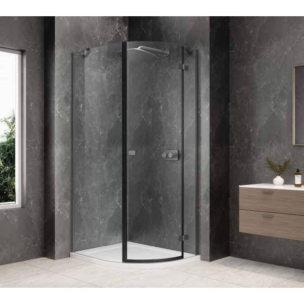 GLOBE GUN METAL čtvrtkruhový sprchový kout 900x1000mm, čiré sklo, pravé