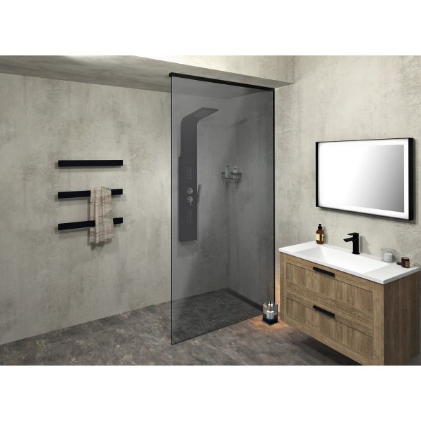 ARCHITEX sada pro neviditelné uchycení skla, podlaha-stěna-strop, 1615x2600mm, černá mat