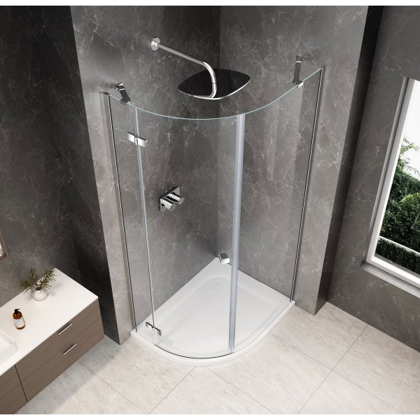 GLOBE CHROME čtvrtkruhový sprchový kout 900x1000mm, čiré sklo, levé