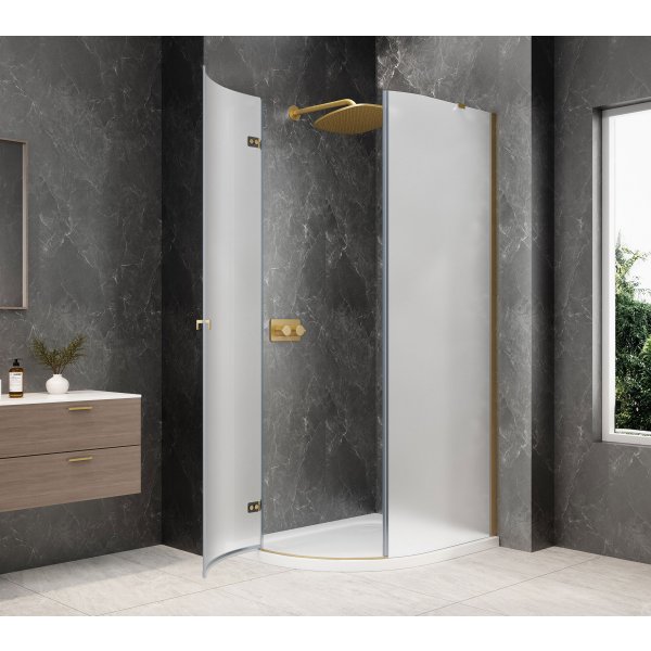 GLOBE GOLD MATT čtvrtkruhový sprchový kout 900x1000mm, matné sklo, levé
