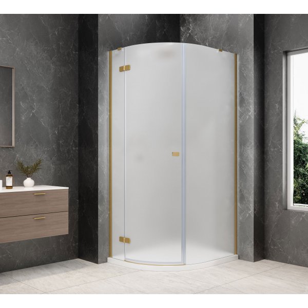 GLOBE GOLD MATT čtvrtkruhový sprchový kout 900x1000mm, matné sklo, levé