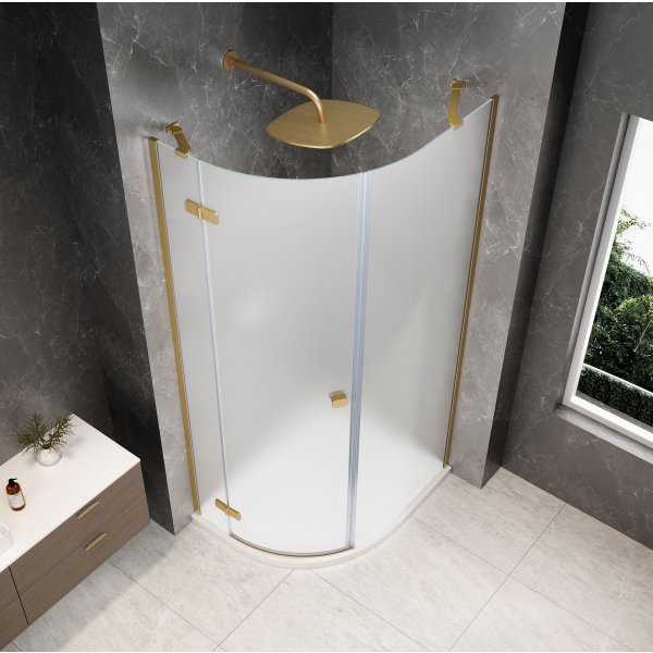 GLOBE GOLD MATT čtvrtkruhový sprchový kout 900x1000mm, matné sklo, levé