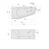 PROJEKTA L MONOLITH asymetrická stojící vana 156x77x60cm, bílá