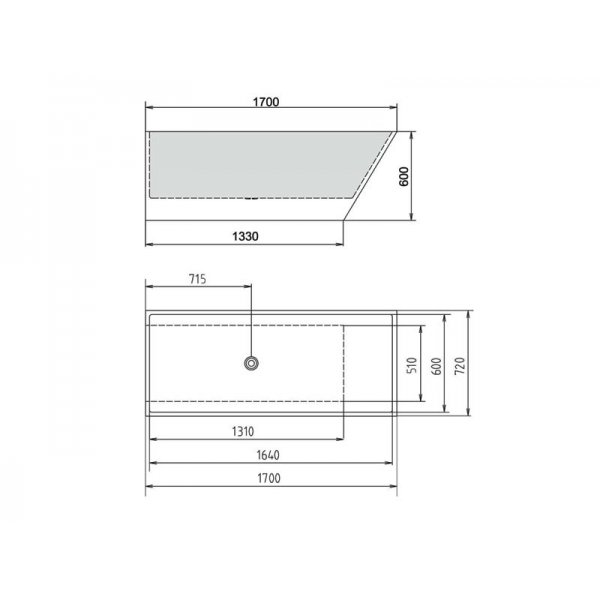 HERHIS volně stojící vana litý mramor 170x72x63cm, bílá