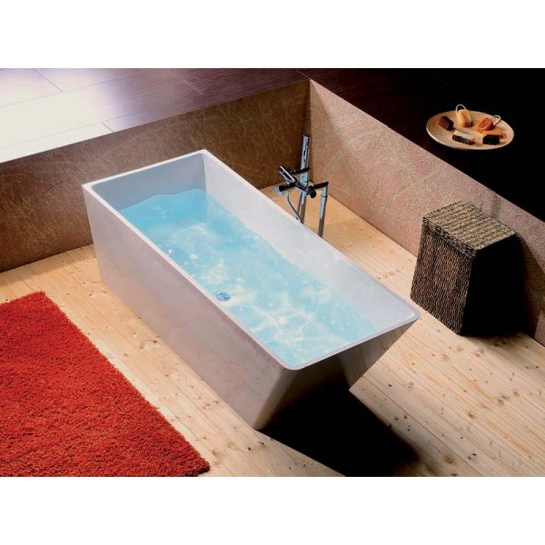 HERHIS volně stojící vana litý mramor 170x72x63cm, bílá