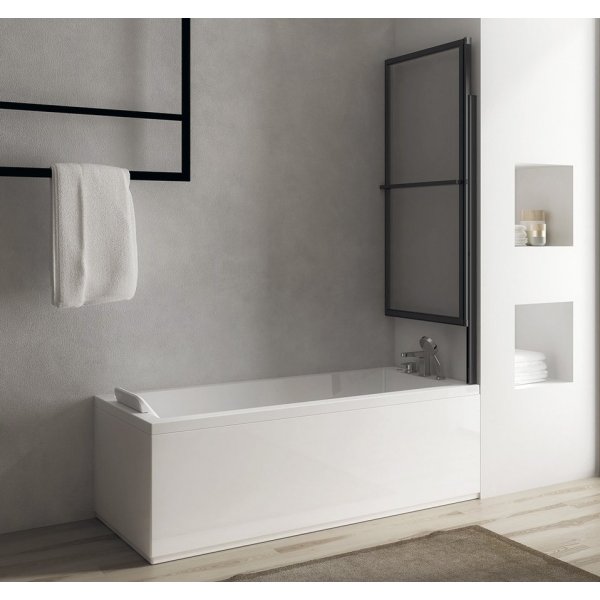 OLBIA vanová zástěna s pneumatickým zdvihem, š. 1230mm, černá mat, čiré sklo