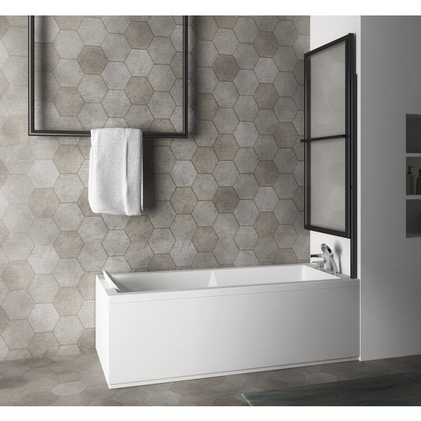 KAGERA vanová zástěna s pneumatickým zdvihem, š. 710mm, černá mat, čiré sklo