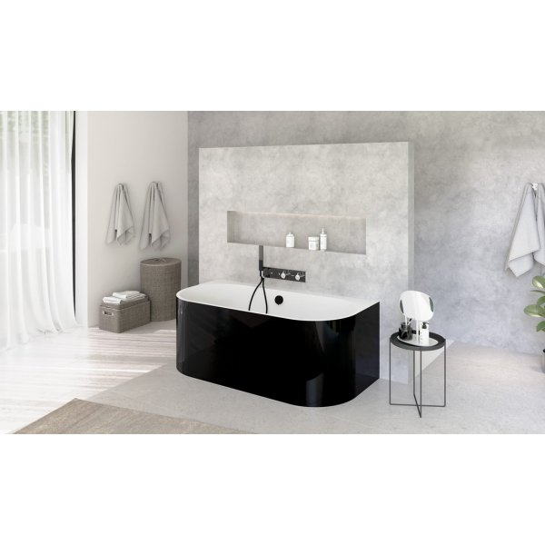 ASTRA DR MONOLITH nástěnná stojící vana 160x75x60cm, bílá/černá