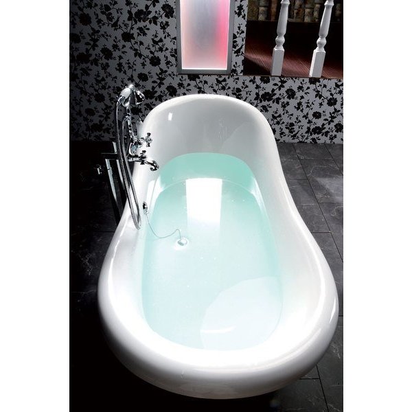 CHARLESTON volně stojící vana 188x83x69cm, nohy chrom mat, bílá