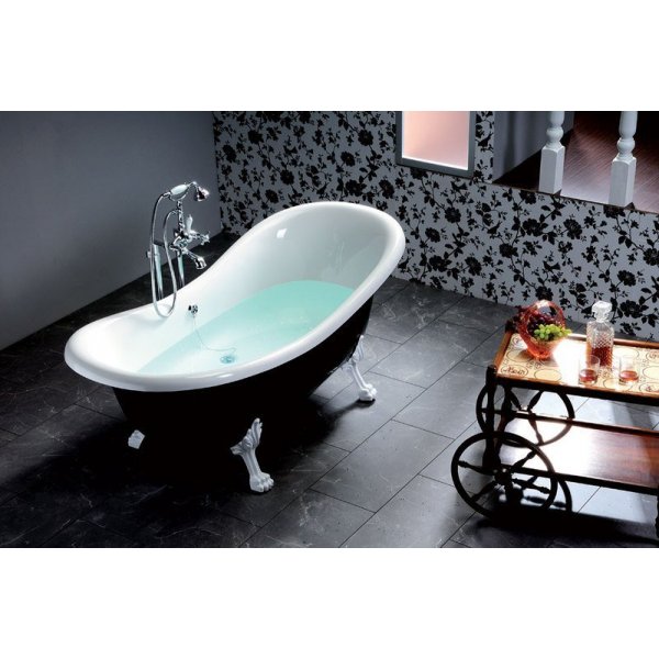 CHARLESTON volně stojící vana 188x83x69cm, nohy chrom mat, bílá