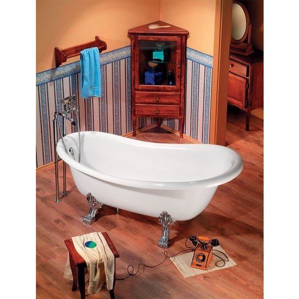 CHARLESTON volně stojící vana 188x83x69cm, nohy chrom mat, bílá