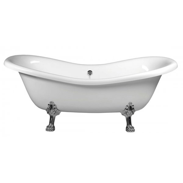 CHARLESTON volně stojící vana 188x83x69cm, nohy chrom mat, bílá