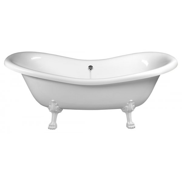 CHARLESTON volně stojící vana 188x83x69cm, nohy bílé, bílá
