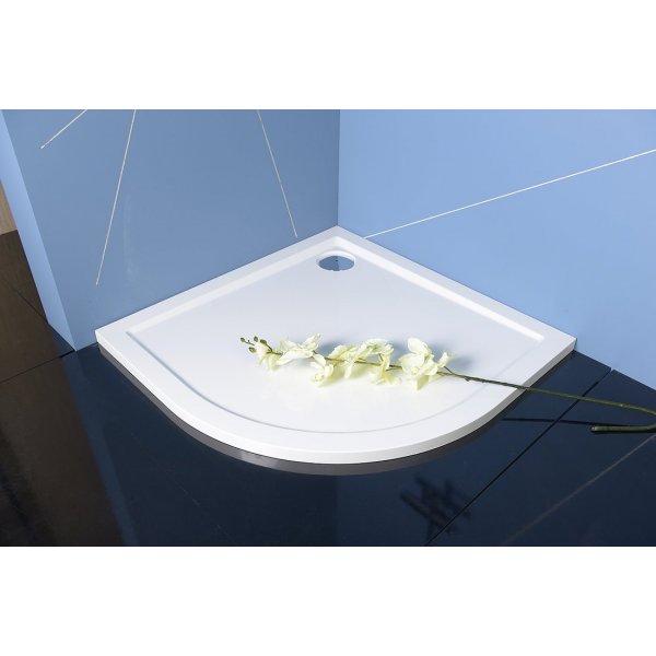 SERA sprchová vanička z litého mramoru, čtvrtkruh 90x90cm, R550, bílá