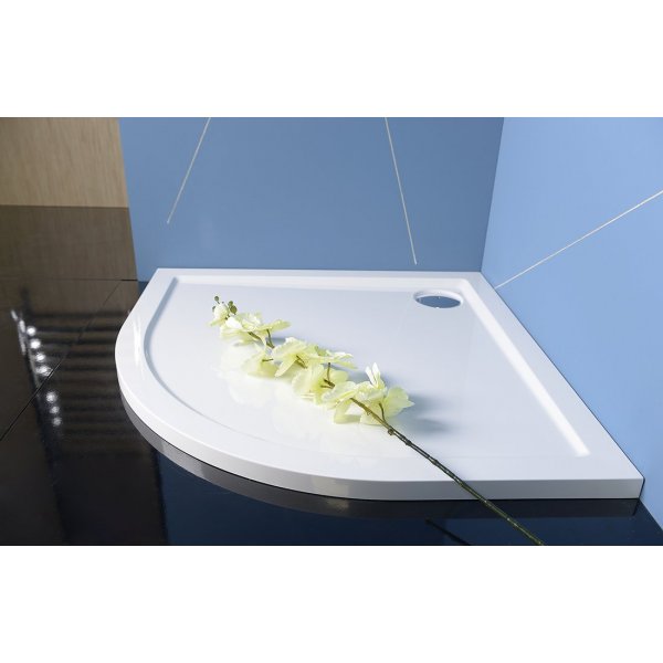 SERA sprchová vanička z litého mramoru, čtvrtkruh 80x80cm, R550, bílá