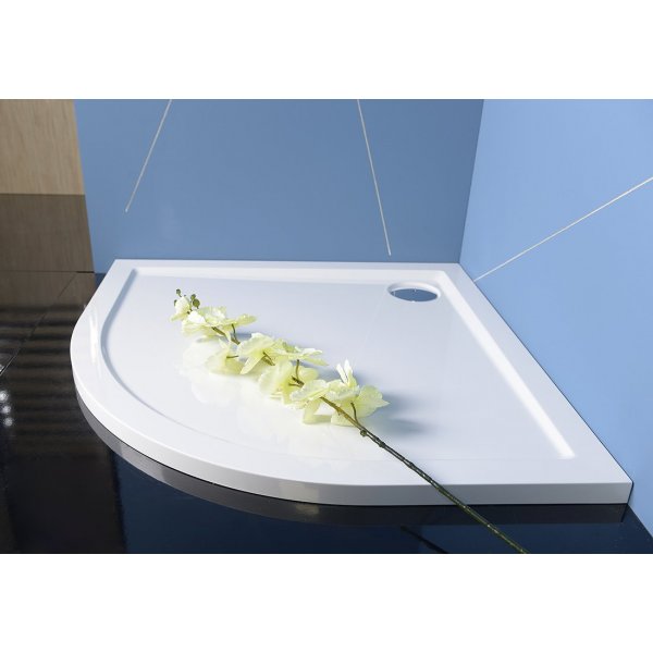 RENA L sprchová vanička z litého mramoru, čtvrtkruh 120x90cm, R550, levá, bílá