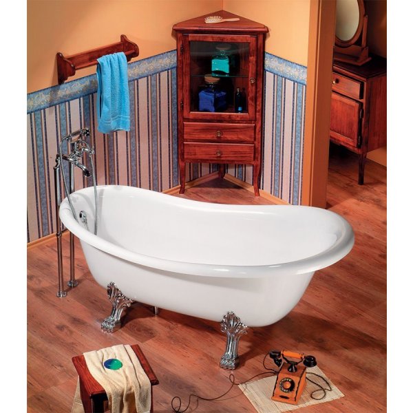 RETRO volně stojící vana 167,5x76x71cm, nohy chrom mat, bílá