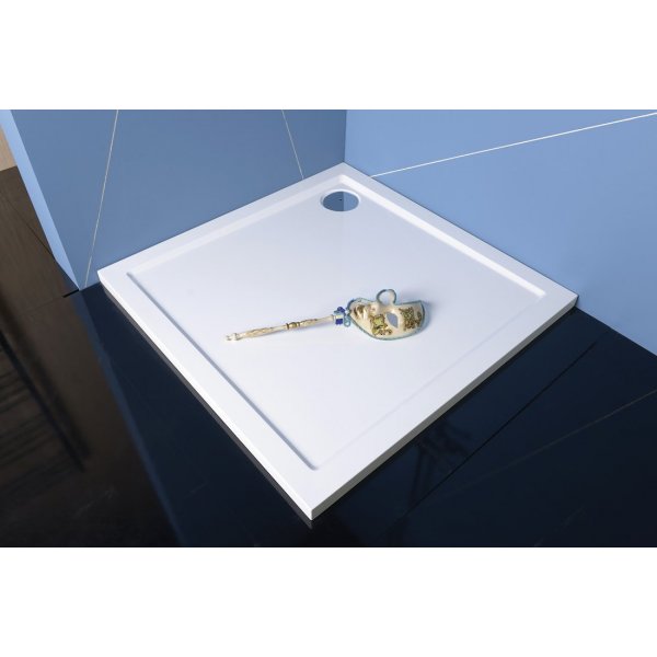 RENA L sprchová vanička z litého mramoru, čtvrtkruh 90x80cm, R550, levá, bílá