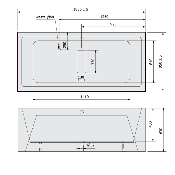 MARLENE D MONOLITH obdélníková vana 185x85x63cm, bílá