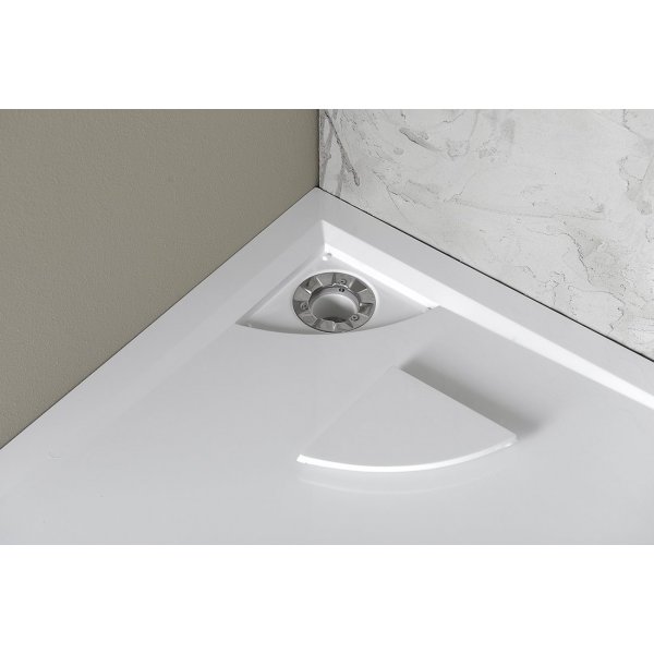 LUSSA sprchová vanička z litého mramoru se záklopem, čtvrtkruh 90x90cm, R550