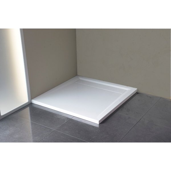 ARENA sprchová vanička z litého mramoru se záklopem, čtverec 90x90cm, bílá