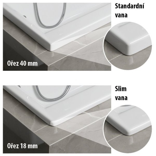 VIVA B SLIM obdélníková vana 185x80x47cm, bílá