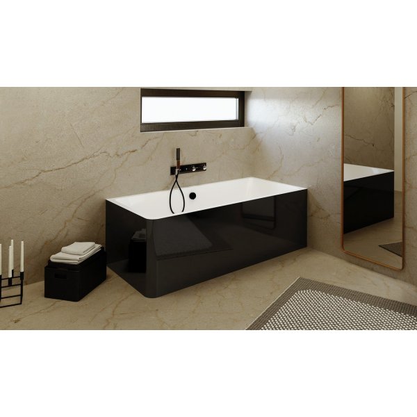 MARLENE CURVE L MONOLITH obdélníková vana 195x85x63cm, bílá/černá