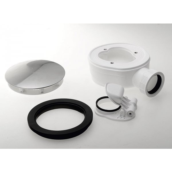 Vaničkový sifon, průměr 90mm, DN40, extra nízký, krytka nerez lesk