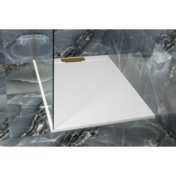 KAZUKO sprchová vanička z litého mramoru, obdélník 120x90cm, bílá