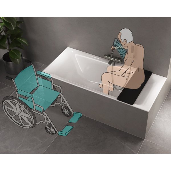 UNIVERSAL sedák na vanu, 80x25 cm, černá